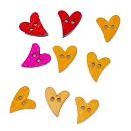 Buttons Wood - Heart Large (14pc)