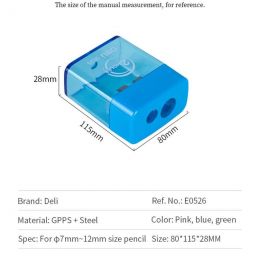 Sharpener - 2-Hole with Container on Card (1pc) - Assorted - Deli