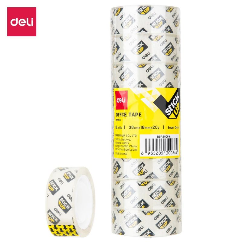 Tape - Office Clear (18mx18mmx38µm) 8pc - Transparent - Deli