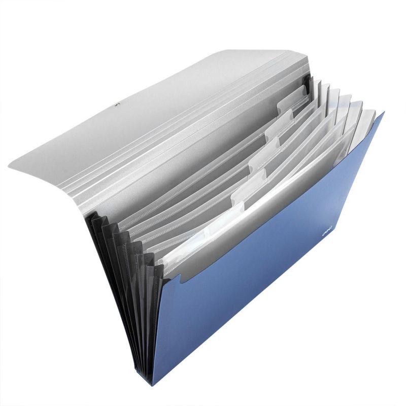 Expanding File A4 PP 7 Partition  Elastic Cover 2 Tone Blue Grey  - Deli