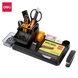 Desk Organizer Rectangular (260x103x150mm) - 7 Compartment (Includes Accesories) Black - Deli