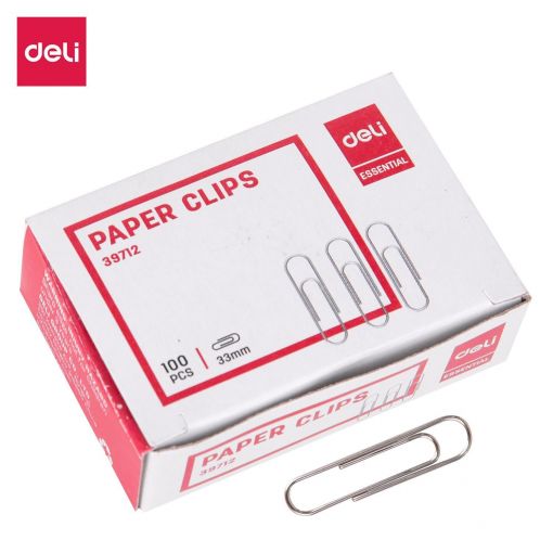 Paper Clips Silver 33mm Box 100's - Deli