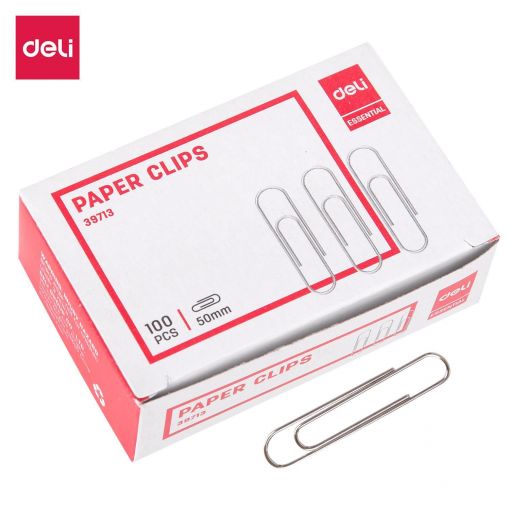 Paper Clips Silver 50mm Box 100's - Deli