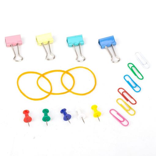 Desk Accessories Set Paper ClipPush PinBinder Clip Asst. - Deli